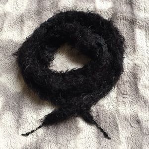 Skinny Black Woven Scarf